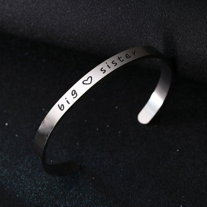 Big Sis Middle Sis Little Sis Sister Cuff Bangle Bracelet Family Friend Gift for Women